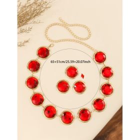 Women's Mirror Casual Decorative Corset Resin Crystal Ruby (Option: 3style)