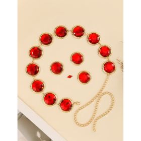 Women's Mirror Casual Decorative Corset Resin Crystal Ruby (Option: 6style)