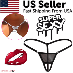 Sexy Women Lace Thong G-String Panties Lingerie Underwear Crotchless T-Back Mesh (Thong Color: Black)