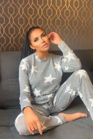 Jogger Lounge Set Star Print (Color: Grey, size: 6)
