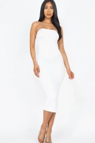 BANDEAU STRAPLESS DRESS (Color: Medium, size: White)