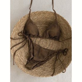 Women's Solid Color Sexy Bikini Set (Option: Brown-L)